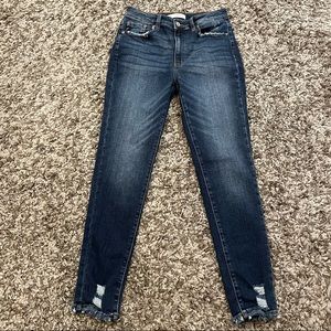 KanCan High Rise Super Skinny Frayed Hem Jeans *